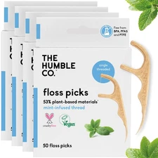 The Humble Co. Floss Picks (200 Count) – Plant Based Dental Floss Picks for S...