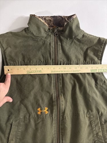Under Armour Mens Hunting Vest Size L/XL? Green Canvas Quilted Lining EXCELLENT - Picture 8 of 21