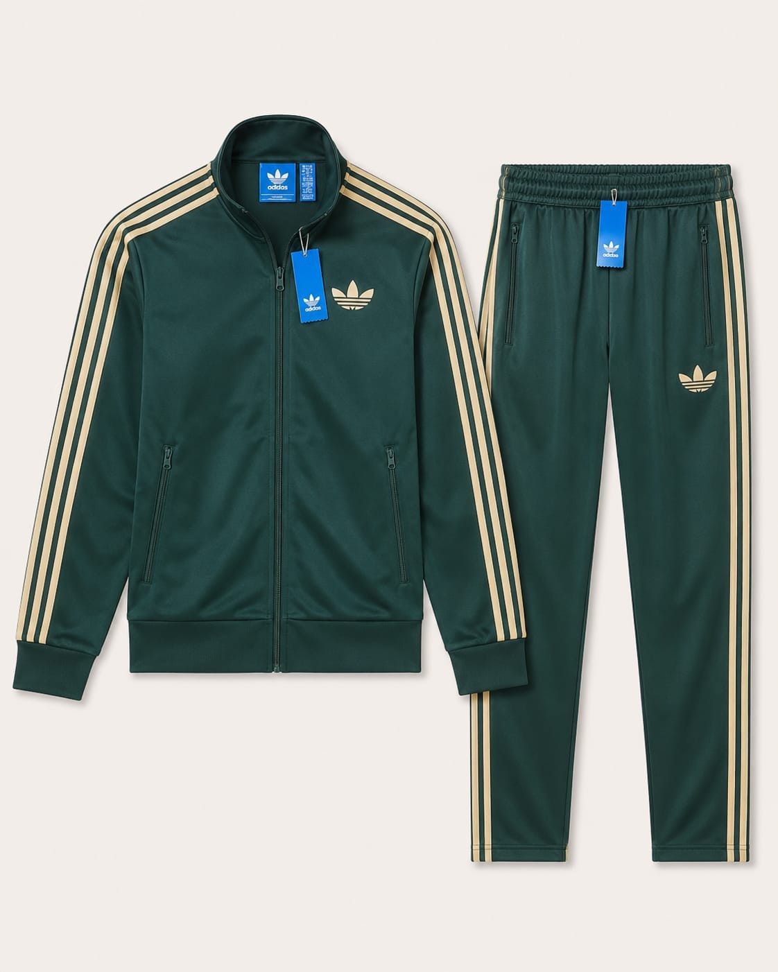 Tuta sportiva adidas Basic 3-Stripes Tricot Track Uomo Verde / Sabbia
