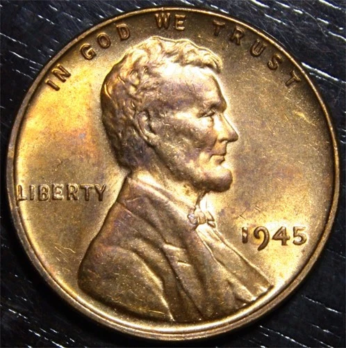 1945 Lincoln Wheat Penny AU 1c US Coin Philadelphia Mint