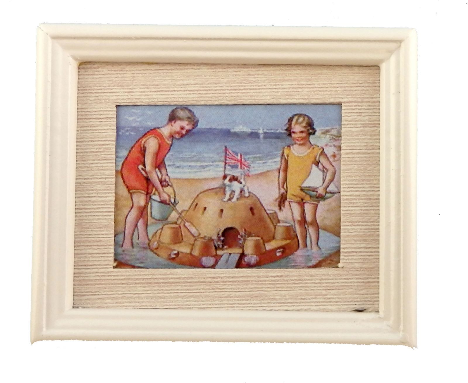 Dolls House Miniature Accessory The Sandcastle Painting White Frame