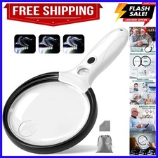 Large Magnifying Glass with Light, 10X 25X 45X Handheld Illuminated Magnifier...