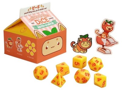Fruit Meadows Milk Cartons: Kawaii Cat Dice Set - 1985 Games - Poppy Peach