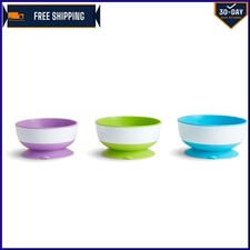 3-Pack Stay Put Toddler Suction Bowls in Blue, Green  Purple - Mess-Free Dining