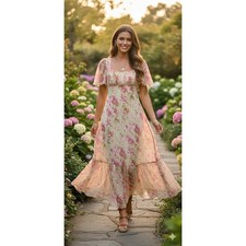 ASTR the Label Midsummer Floral Tiered Maxi Dress Whimsical Fairycore SZ XL