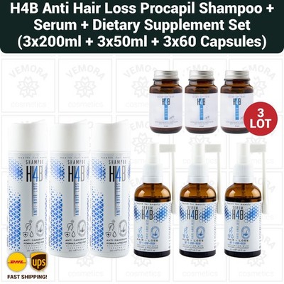 H4B Anti Hair Loss After Hair Transplant Care Set ( Shampoo+Serum+Vitamin) 3 LOT