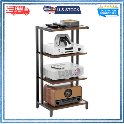4-Tier Media Stand Corner Shelf Wooden Component Cabinet Stereo Audio Rack Tower
