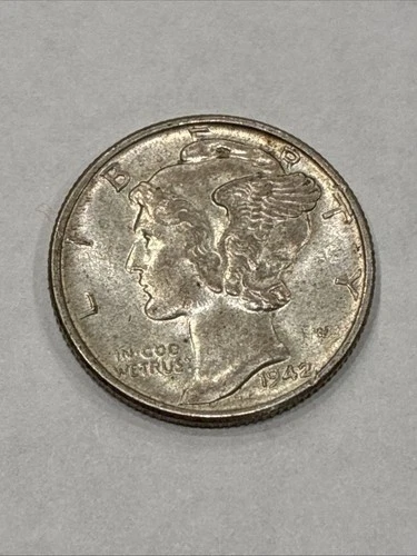 AU Mercury Silver Dime 1942 90% US Constitutional Junk Silver