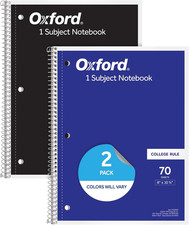 Spiral Notebooks, 2 Pack, 1 Subject, College Ruled Notebooks for School, 8 x 10.