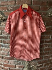 Vintage 70s 80s Angelica Work Wear Button Up Polka Dot Print Shirt Size M/L