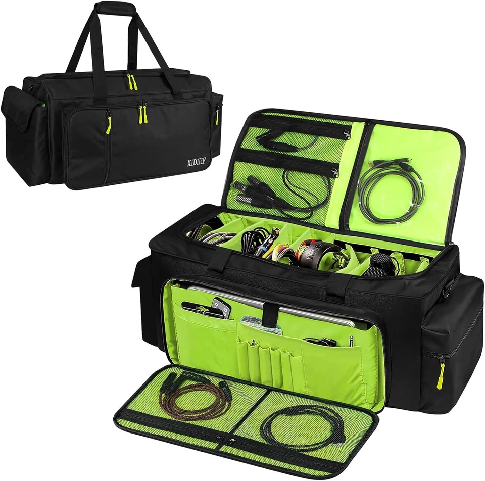 DJ Cable Bag Organizer with Adjustable Dividers Large Storage Travel Case - Image 3 of 4