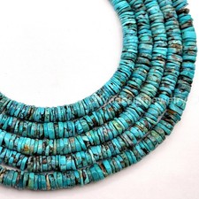 Natural Turquoise Slice Disc Heishi– 6mm Bead Blue and Brown Turquoise – 16"