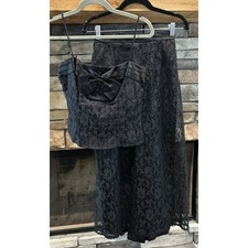 Women  s GUNNE SAX Jessica McClintock Black Lace Halter Top 7 Skirt 9 Lot B9