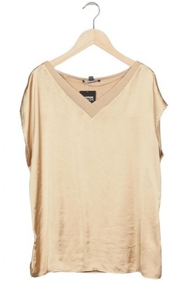 Comma T-Shirt Damen Shirt Kurzärmliges Oberteil Gr. EU 42 Beige #wvmvm60