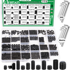 775PCS Metric SAE Set Screw Assortment Kit Hex Socket Head Cup Point Set Sc