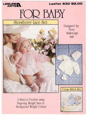 Strawberry Lace Baby Sets Crochet Pattern 1988 Vintage Leisure Arts Leaflet #640