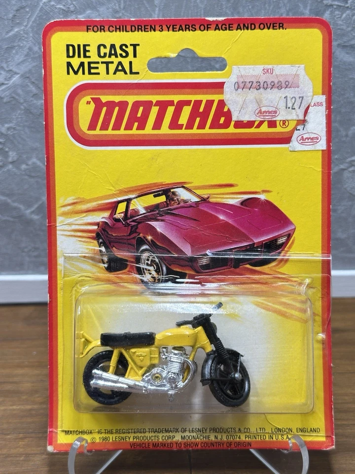 Vintage 1980 Matchbox Lesney Hondarora  Motorcycle  # 18 Yellow - Image 4 of 4