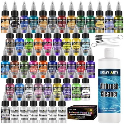 Airbrush Paint - 42 Colors with 6 Thinner & 16.9 fl oz Cleaner Kit with Brush...