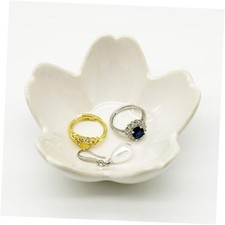 Small Flower Ring Dish Jewlery Tray, Ceramic Jewelry Dish Tray Cute Room White
