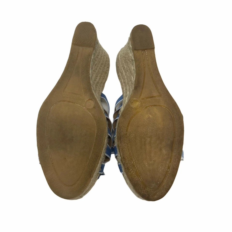 Sandalia alpargata de cuña azul/blanco Brooks Brothers para mujer talla 8 Foto 4 de 4