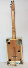 Cigar box guitar, 3 string, metal frets, piezo sound PU  installed (see desc)