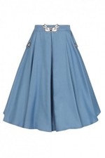 Banned Retro 50s Bunny Hop Light Blue Flare Skirt