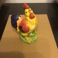 Figura de Pollo Gallo 6" Figura Estatua Cerámica Colorida Coleccionable