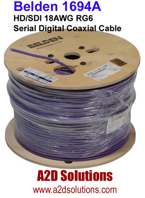 Belden 1694A - 1000' - HD/SDI 18AWG RG6 HD Digital Coaxial Cable ...