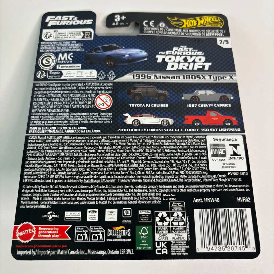 Hot Wheels Premium 1996 Nissan 180SX Type X Free Tracked Postage Fast & Furious - Image 2 of 2