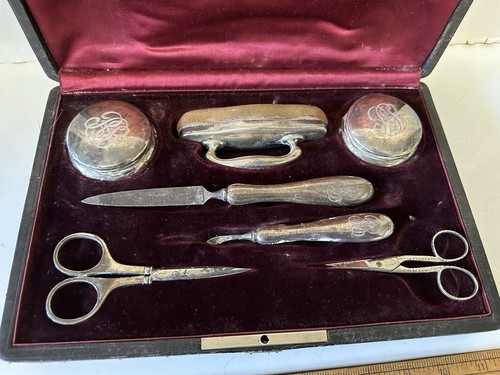 Antique Theodore B Starr New York Sterling Silver Brush Jars Set Fine Provenance - Picture 3 of 18