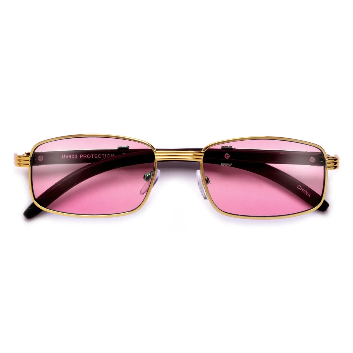 Fashion New Retro Pink Red Designer Shades Wood Gold Square Men Women  Sunglasses