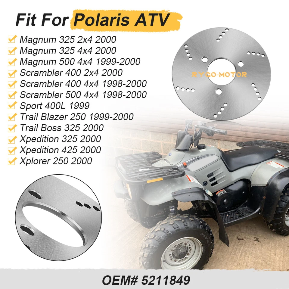 Rotor de disco de freio traseiro para Polaris Scrambler 400 500 2x4 4x4 1998 1999 2000 ATV - Imagem 3 de 4