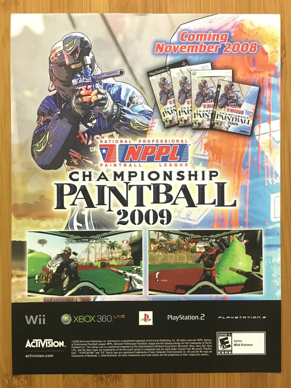 NPPL Championship Paintball 2009 Xbox 360 PS3 Wii Print Ad/Poster