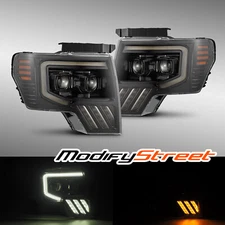 For 2009-2014 Ford F150 MKII LUXX-Series LED Projector Alpha-Black Headlights