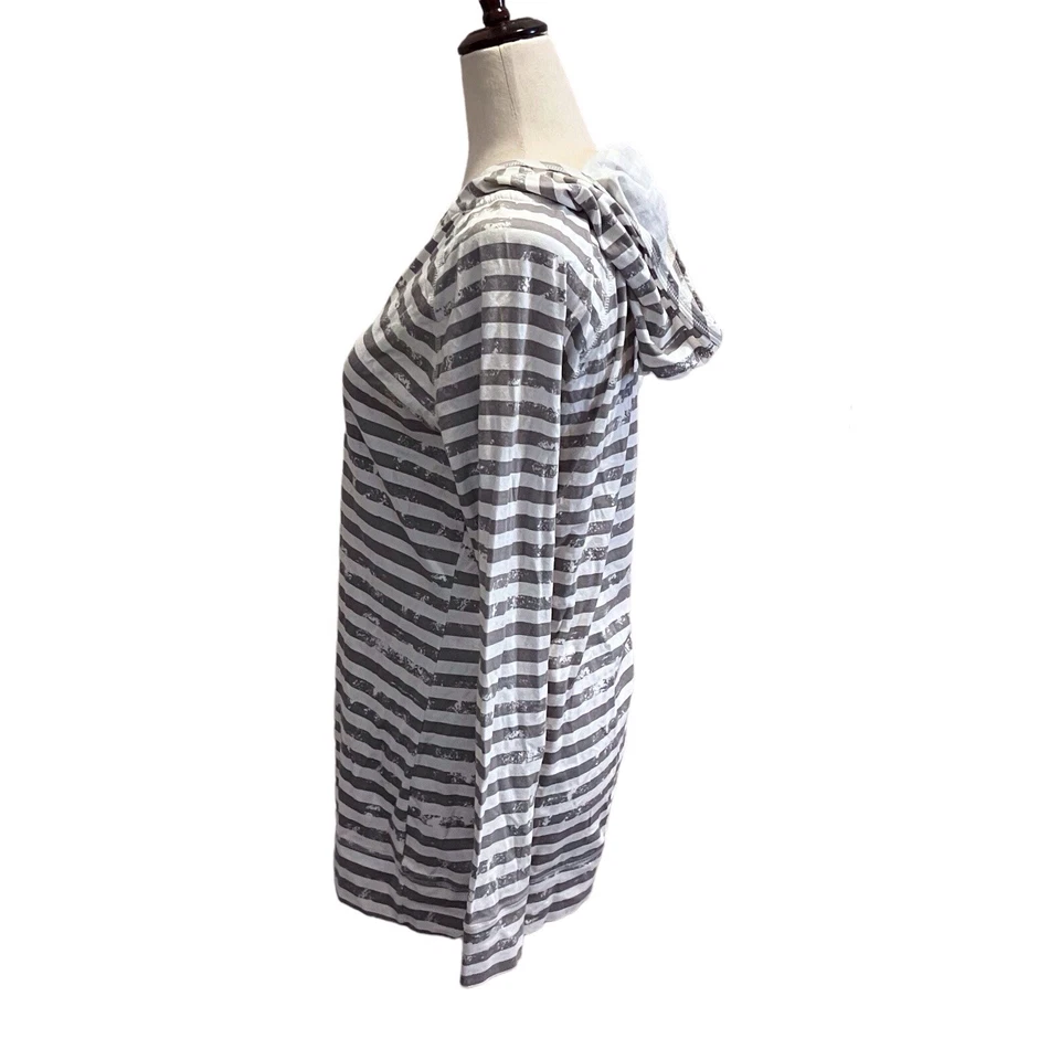 SOYBU JERSEY GRANDE GRIS TONO Y BLANCO RAYAS MANGA LARGA SUDADERA CON CAPUCHA MUJER Foto 2 de 4