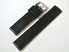 22mm Hadley-Roma MS784 Mens Black Oil-Tan Waterproof Leather Watch Band Strap