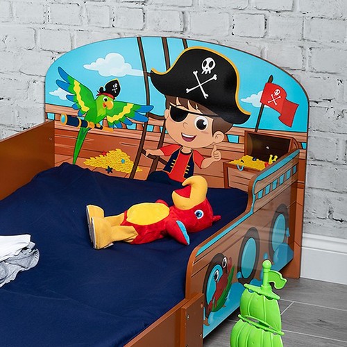 Pirates/Unicorn Wooden Toddler Infant Child Kids Bed w/ Protector Safety Guard - Picture 9 of 9