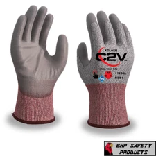 X-Slash ANSI A5 Cut Resistant HPPE Gray PU Coated Work Glove Touchscreen 1 Pair