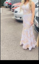 Womens dress party sequin size L white gold very good conditionp