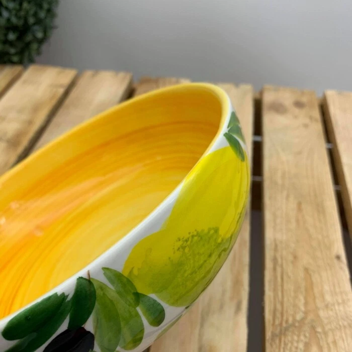 BASSANO KERAMIK SCHÜSSEL 20 CM ZITRONE MIT OLIVE MOTIV AUS ITALIEN NEU - Bild 4 von 4