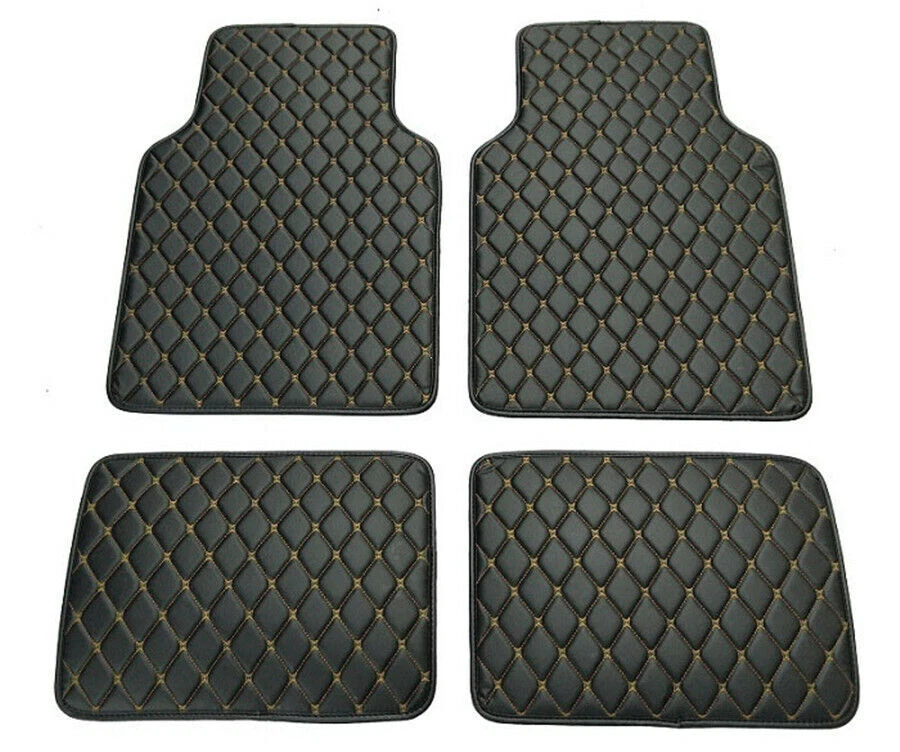 4x Black PU Leather Universal Car Floor Mats Carpet Front Rear Liner Weather Set - Изображение 2 из 4