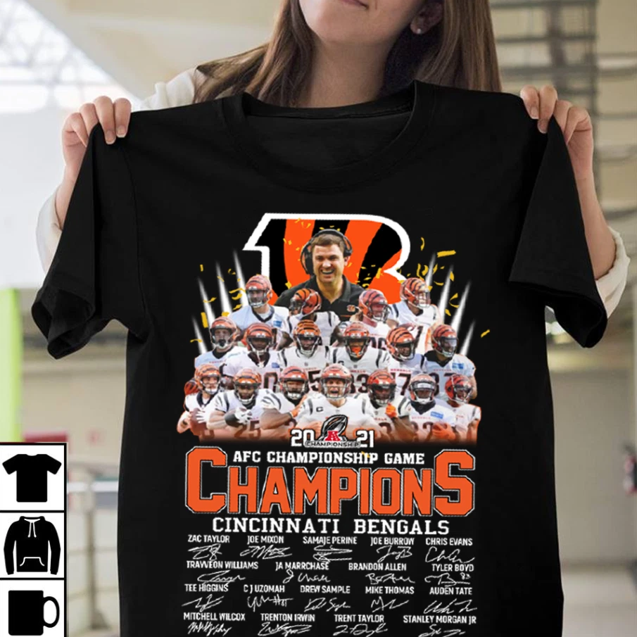 Cincinnati Bengals AFC Championship Champions 2021 Black T-Shirt