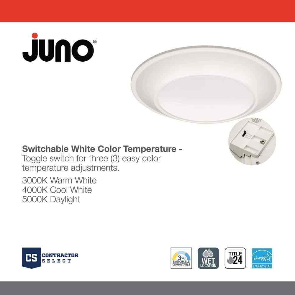 Juno JSBT 7.09 in. Matte White Integrated LED Flush Mount Selectable CCT 4-Pack