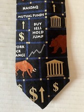 RM Style Men's Necktie Tie Silk Stockbroker Squares Finance Made in USA 56"