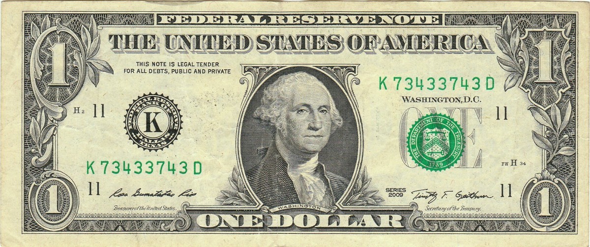 $1 2009 Fancy Serial K73433743D | eBay