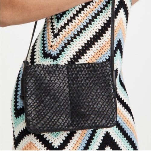 Madewell The Knotted Crossbody Bag In Woven Leather Zip Top True Black Small