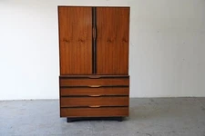 John Kapel Mid Century Armoire, Tall Dresser Wardrobe  Glenn of California