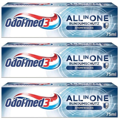   Odol-med3 All in One Schutz Atemfrische Zahncreme Zahnpasta Minze 3x 75ml  
