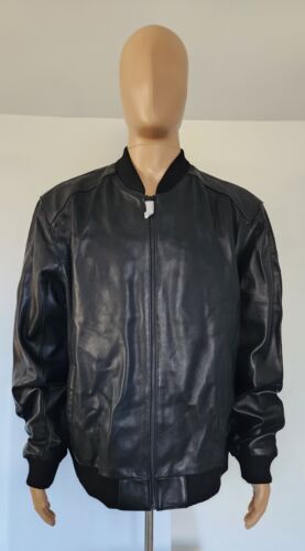 Barneys New York Perforated Leather Moto Style Full Zip Jacket Mens 2X-Large*