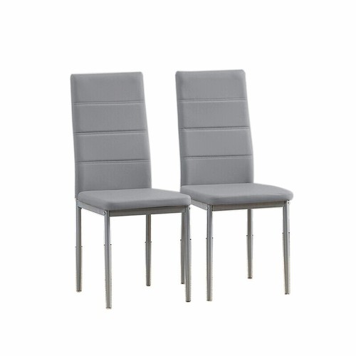 2pcs Gray Faux Leather Dining Chairs Metal Legs Dining Room Kitchen Living Room 4537362598457 eBay